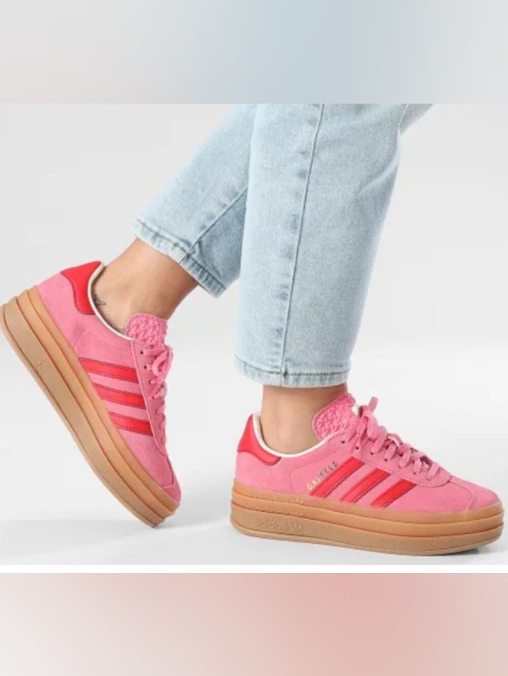 adidas Pink Suede Platform Sneakers with Gum Sole